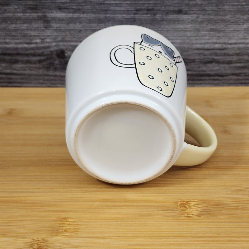 Load image into Gallery viewer, Yellow Cat Lover Coffee Mug Embossed Ceramic Tea Cup Blue Sky “Love You" inside