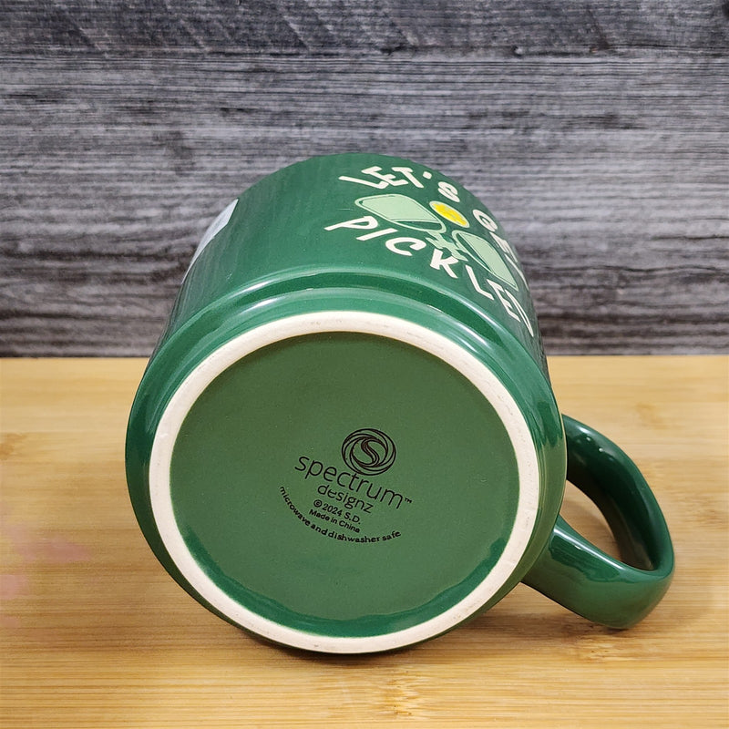 Load image into Gallery viewer, Pickleball Mug Green Ceramic Large Tea Coffee Cup Artisan Fun Blue Sky 17 oz