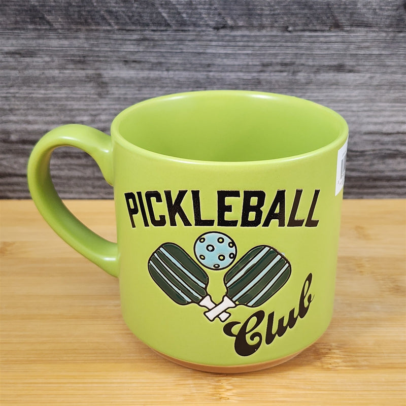 Load image into Gallery viewer, Pickleball Club Mug Green Ceramic Large Tea Coffee Cup Artisan Fun Blue Sky 17oz