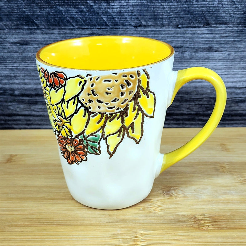 Load image into Gallery viewer, Brandywine Sunflower Floral Coffee Mug 16oz Embossed Tea Cup by Blue Sky