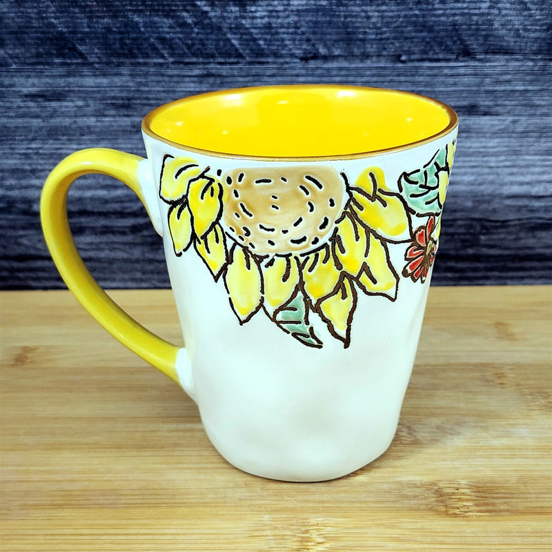 Load image into Gallery viewer, Brandywine Sunflower Floral Coffee Mug 16oz Embossed Tea Cup by Blue Sky