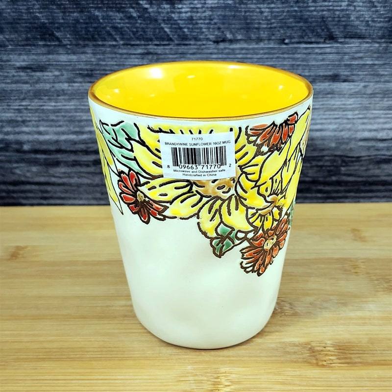 Load image into Gallery viewer, Brandywine Sunflower Floral Coffee Mug 16oz Embossed Tea Cup by Blue Sky