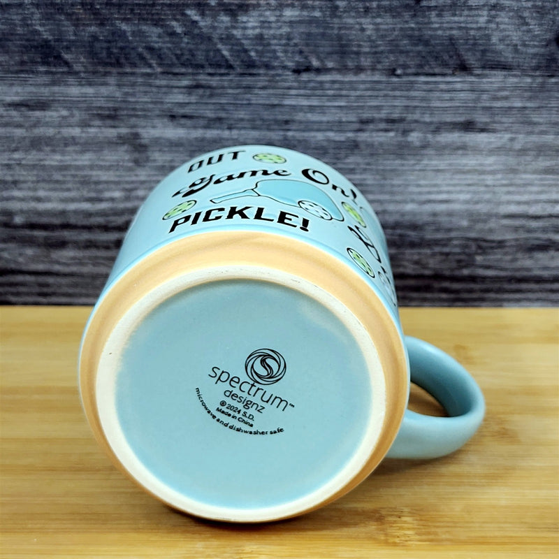 Load image into Gallery viewer, Pickleball Ceramic Mug Green Tea Coffee Cup Artisan Fun Blue Sky 17oz