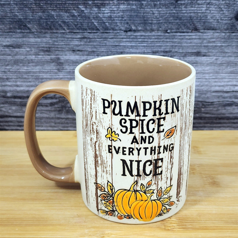 Load image into Gallery viewer, Thanksgiving Coffee Mug Pumpkin Spice Wood Grain Tea Cup 17oz by Blue Sky