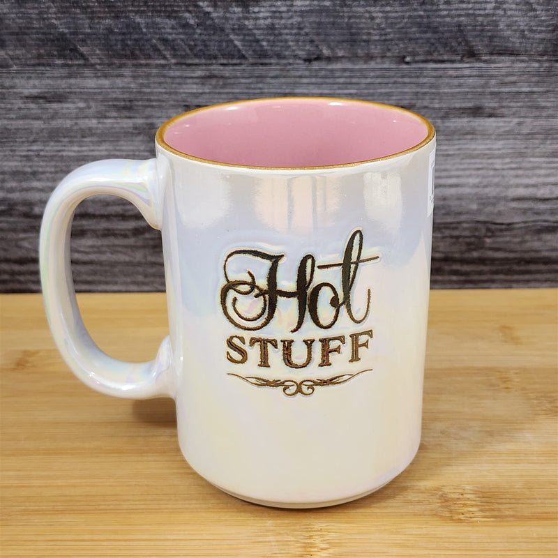 Load image into Gallery viewer, Hot Stuff Coffee Mug Ceramic Luster Glazed Tea Cup Pink Inside by Blue Sky