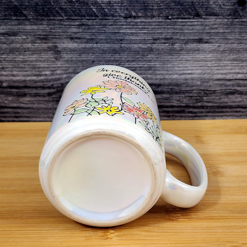 Load image into Gallery viewer, Religious Thessalonians 5:16 Inspiration Saying Coffee Mug Floral Cup Blue Sky