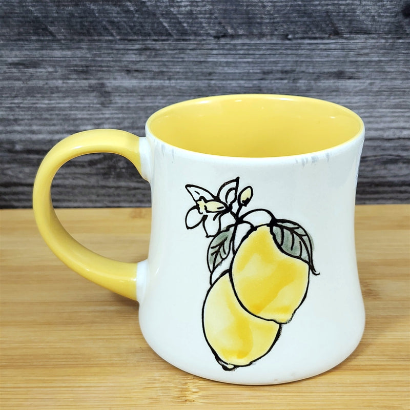 Load image into Gallery viewer, Lemon Art Mug Ceramic Coffee Tea Cup Yellow Interior Fruit Home Deco Blue Sky