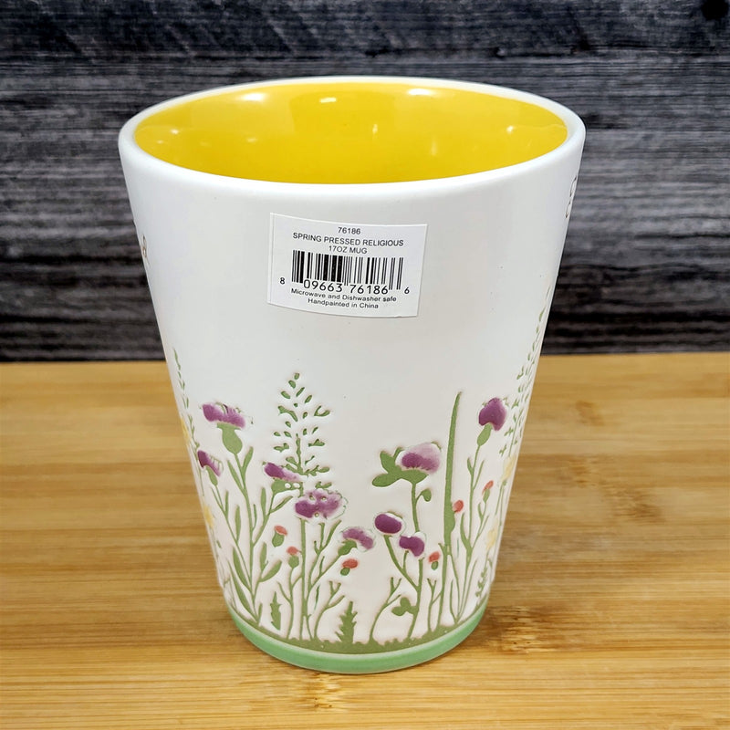 Load image into Gallery viewer, Religious Proverbs 3:5 Inspirational Floral Coffee Mug Tea Cup Yellow Blue Sky