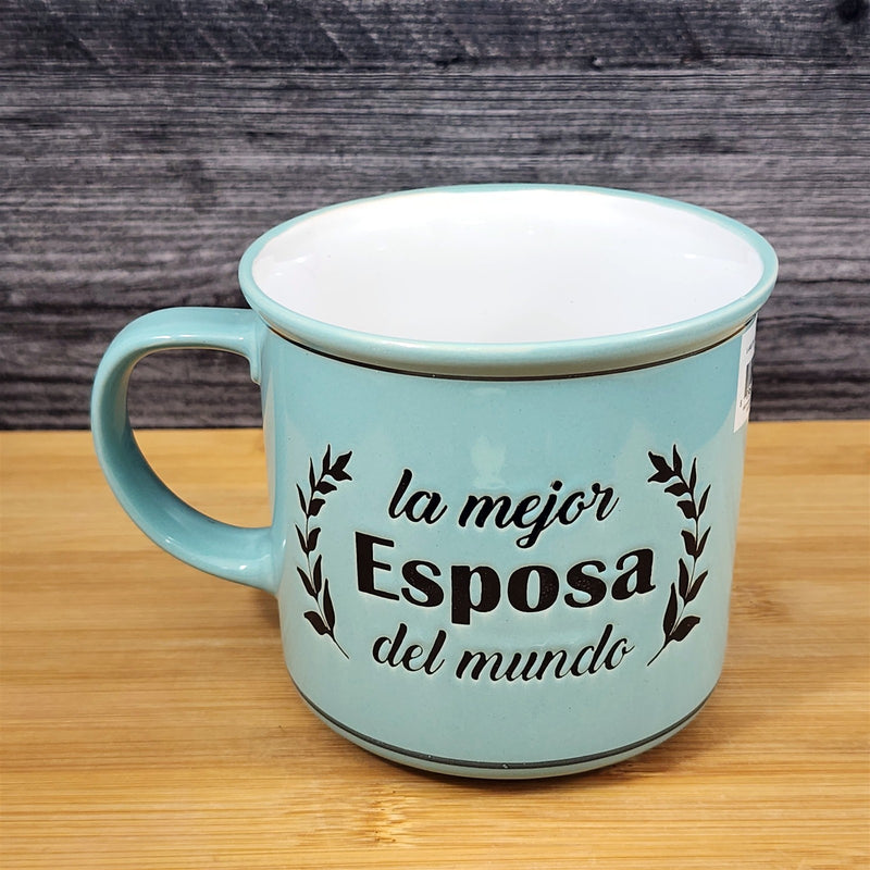Load image into Gallery viewer, Spanish Coffee Mug Mejor Esposa De Mundo - Best Wife - Tea Cup Blue Sky Ceramic