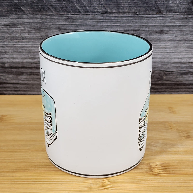 Load image into Gallery viewer, Music Theme Mug Rock On Vintage Retro Radio Art Ceramic Tea Cup 21oz Blue Sky