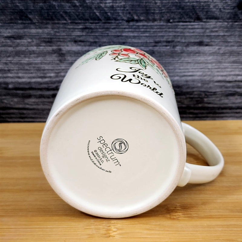 Load image into Gallery viewer, Joy to the World Holiday Coffee Mug 21oz Embossed Christmas Tea Cup Blue Sky