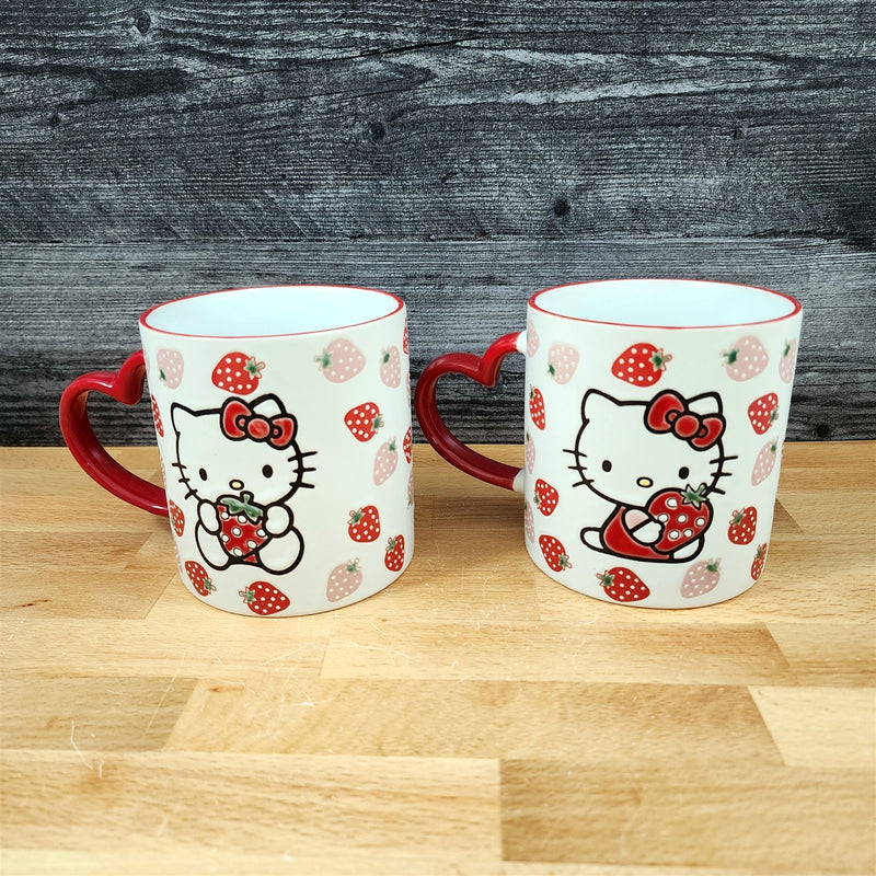 Load image into Gallery viewer, Hello Kitty Strawberry Theme Coffee Mug Set Ceramic Tea Cup 21oz by Blue Sky
