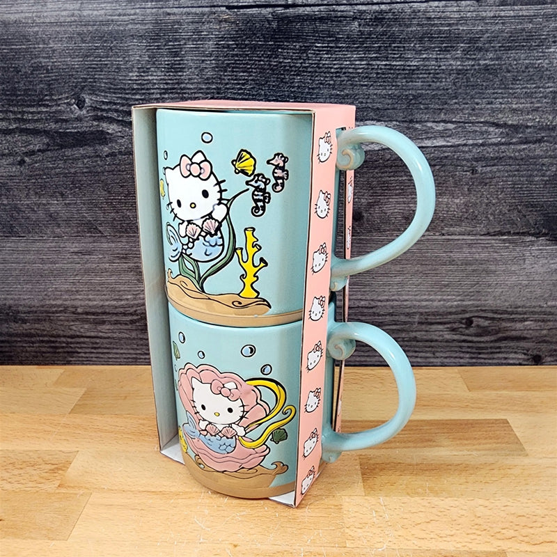 Load image into Gallery viewer, Hello Kitty Mermaid Theme Coffee Mug Set Ceramic Tea Cup 21 oz by Blue Sky