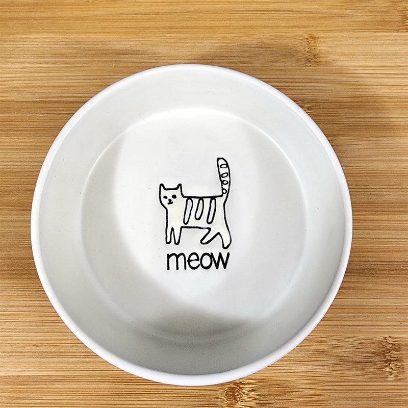 Load image into Gallery viewer, Cat Water Food Bowl Embossed Treat Dish by Blue Sky