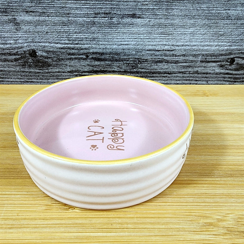 Load image into Gallery viewer, Happy Cat Water Food Bowl Set Embossed Treat Dish in Pink By Blue Sky