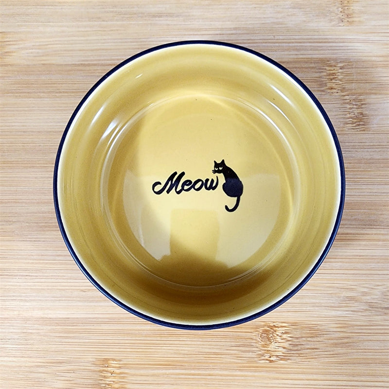 Load image into Gallery viewer, Cat Water Food Bowl Set Embossed Treat Dish in Black Yellow By Blue Sky