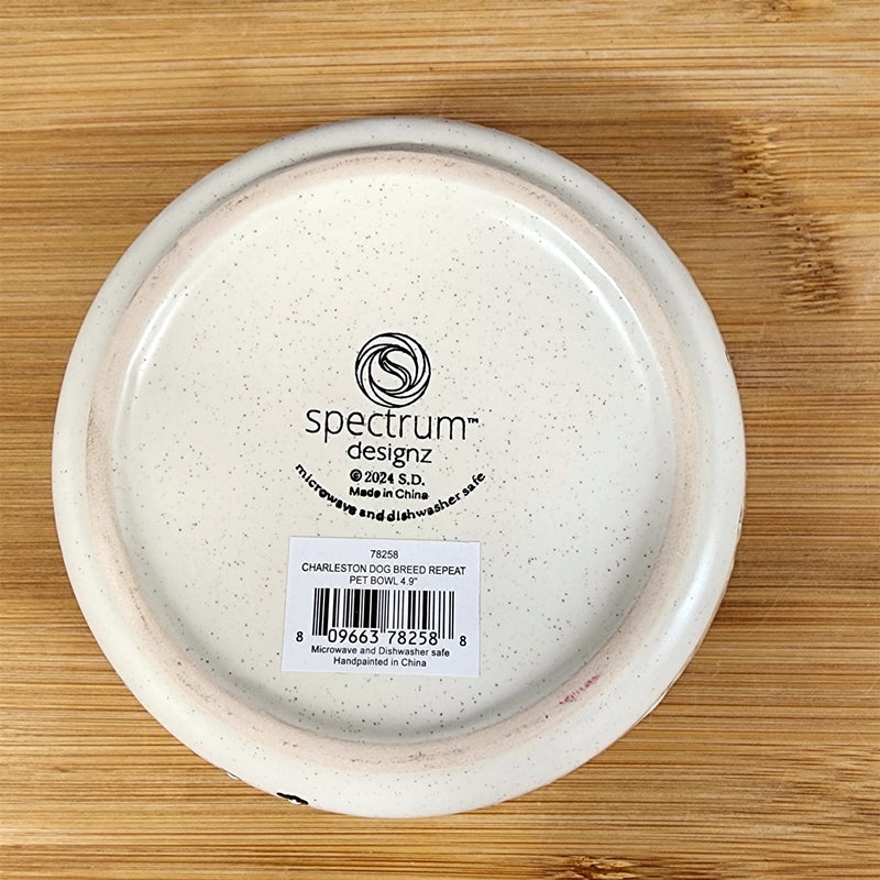 Load image into Gallery viewer, Charleston Dog Breed Water Food Bowl Embossed Treat Dish Gray Inside by Blue Sky