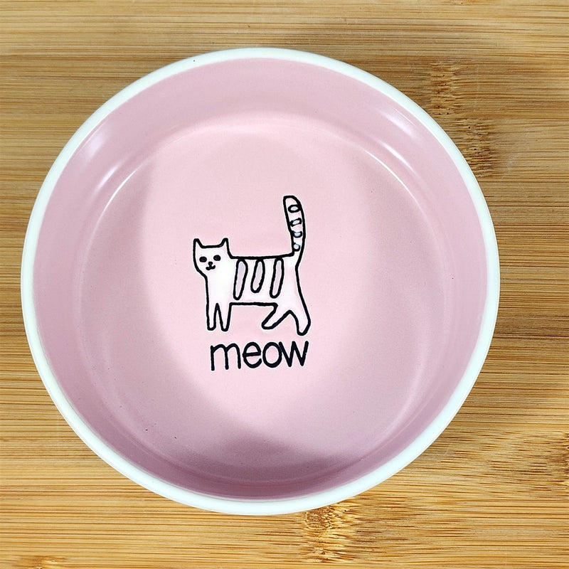 Load image into Gallery viewer, Cat Water Food Bowl Embossed Treat Pink Dish by Blue Sky