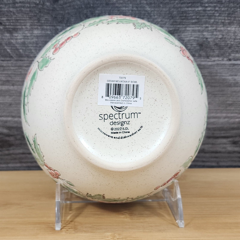 Load image into Gallery viewer, Holly Berry Floral Bowl Holiday Festive Server Dish 6 inch (15cm) by Blue Sky