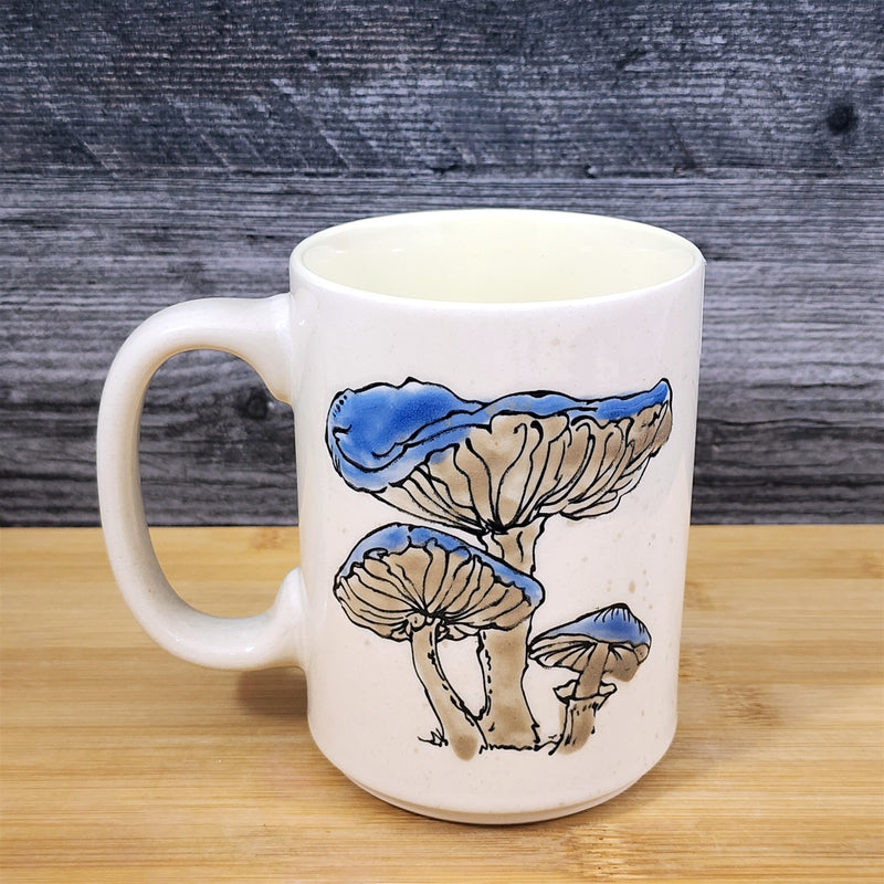 Load image into Gallery viewer, Toadstool Mushroom Coffee Mug Ceramic Tea Cup Blue Sky 18 oz Embossed Botanical