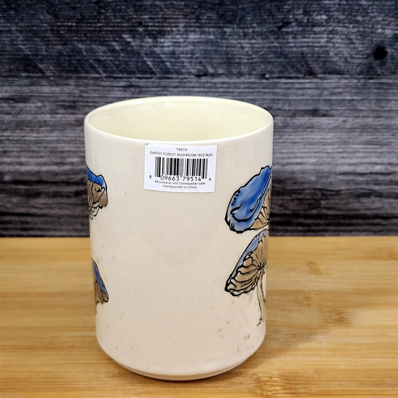 Load image into Gallery viewer, Toadstool Mushroom Coffee Mug Ceramic Tea Cup Blue Sky 18 oz Embossed Botanical