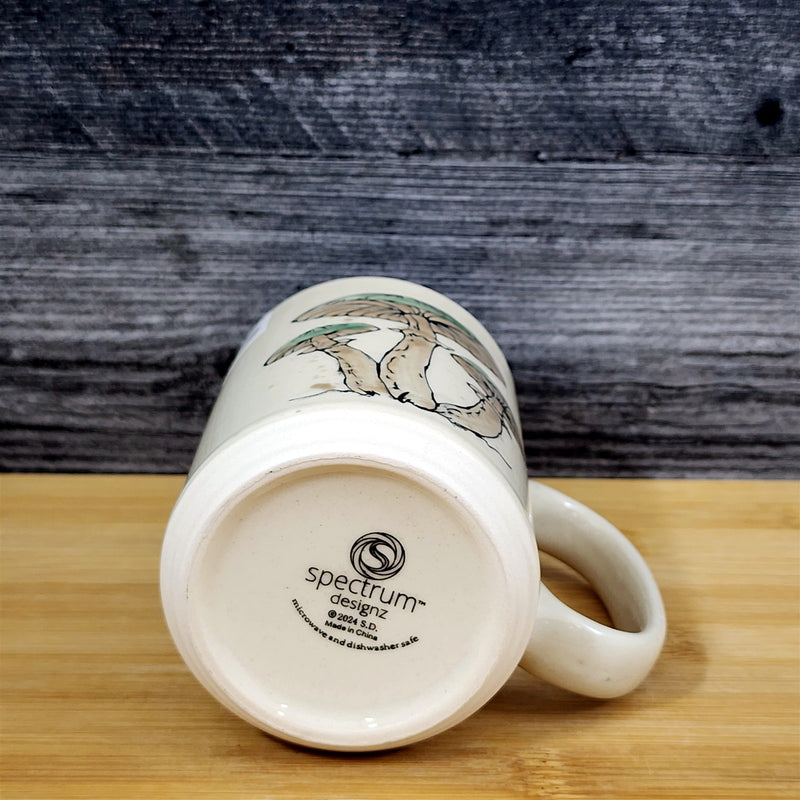 Load image into Gallery viewer, Mushroom Toadstool Coffee Mug Tea Cup Blue Sky Green Ceramic Embossed Botanical