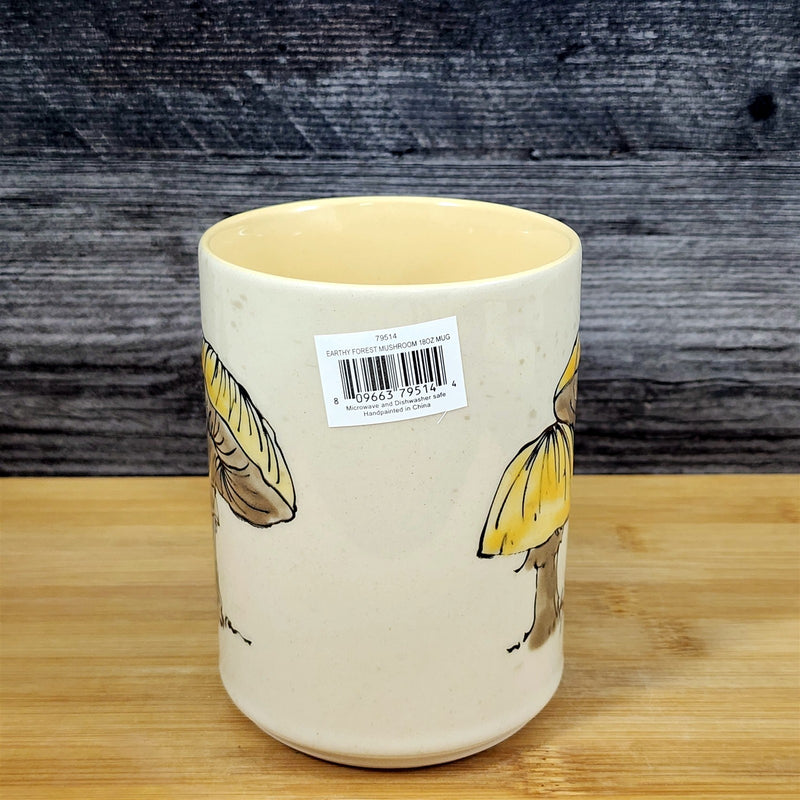 Load image into Gallery viewer, Mushroom Coffee Mug Tea Cup Blue Sky Yellow Toadstool Ceramic Embossed Botanical