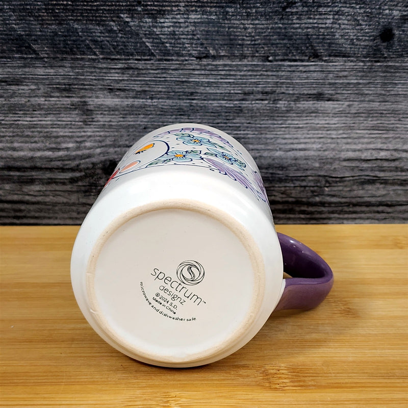 Load image into Gallery viewer, Flower Kissy Fish Coffee Mug Ceramic Whimsical Tea Cup Blue Sky 18oz Embossed