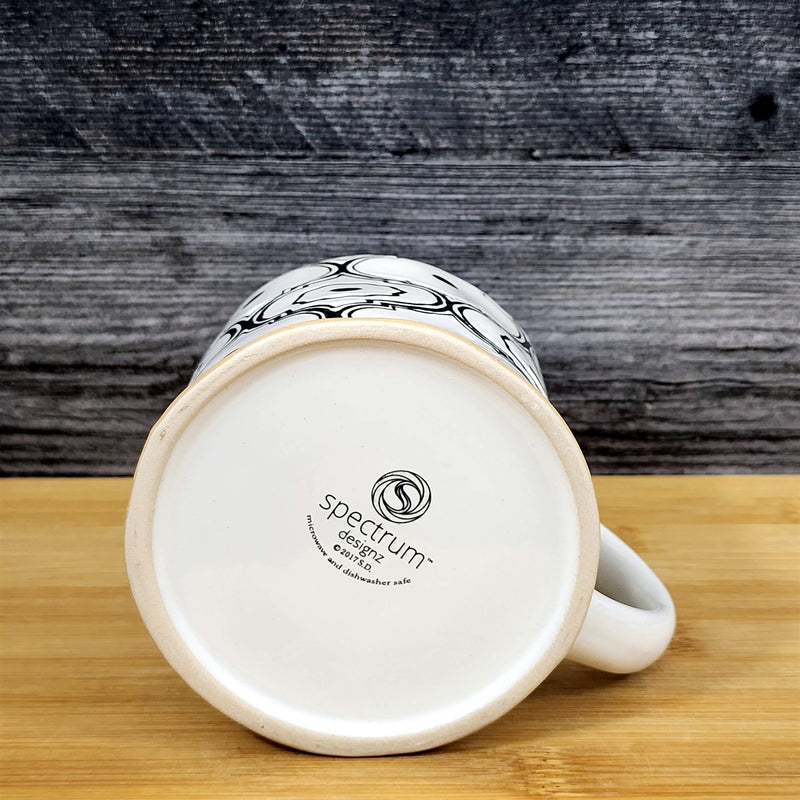 Load image into Gallery viewer, White Black Geometric Pattern Mug Ceramic Tea Coffee Cup Abstract Blue Sky 17oz