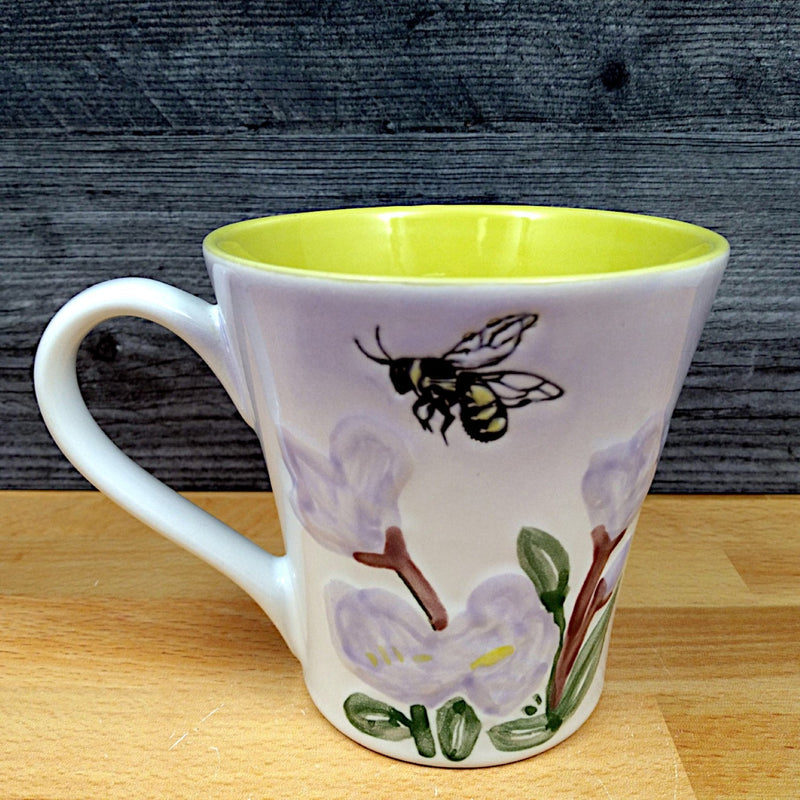 Load image into Gallery viewer, Bee & Floral Pattern Mug Artistic Design Coffee Tea Cup Yellow Ceramic Blue Sky