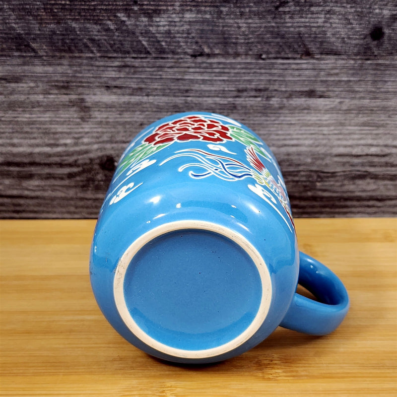 Load image into Gallery viewer, Chinese-Style Mug White Floral Parrot Design Coffee Tea Cup Ceramic Blue Sky