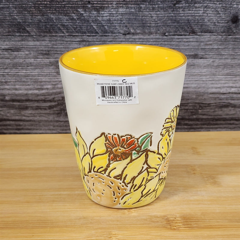 Load image into Gallery viewer, Botanical Sunflower Floral Coffee Mug 16oz Embossed Tea Cup by Blue Sky