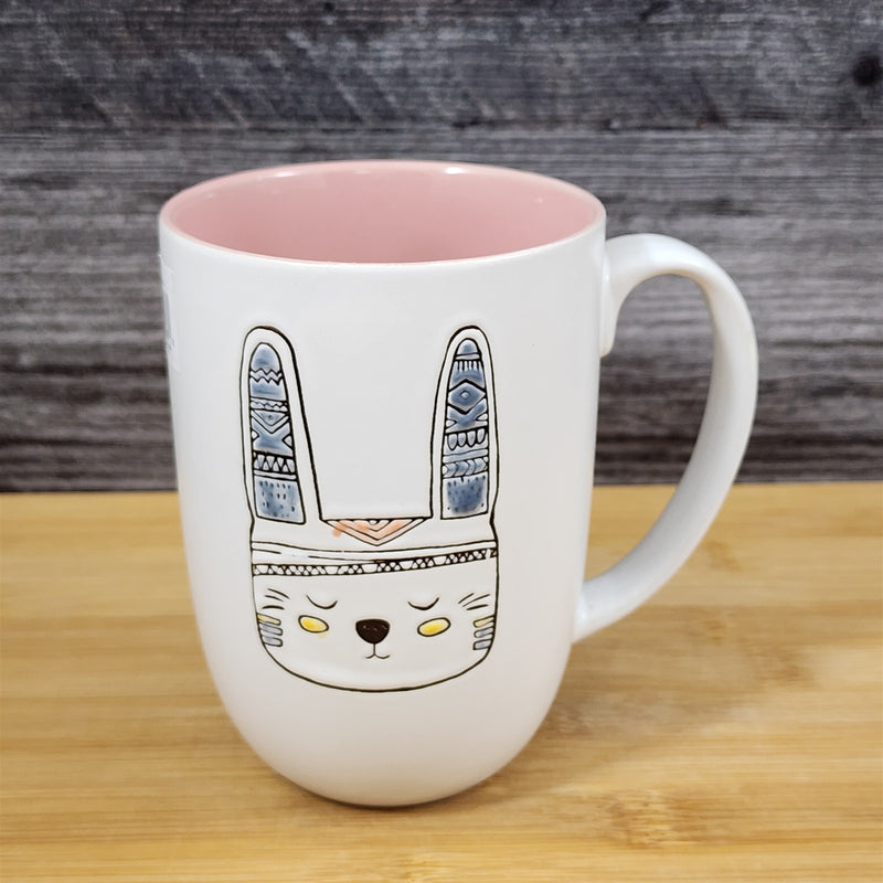 Load image into Gallery viewer, Native American Theme Mug White Rabbit Ceramic Tea Cup Pink Inside Blue Sky