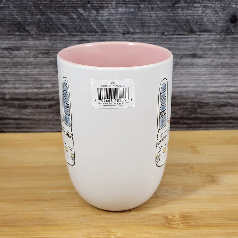 Load image into Gallery viewer, Native American Theme Mug White Rabbit Ceramic Tea Cup Pink Inside Blue Sky