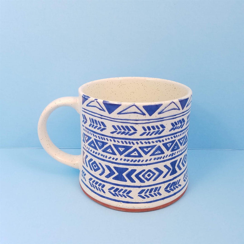 Load image into Gallery viewer, Southwest Style Coffee Mug Tribal Design Geometric Ceramic Tea Cup Blue Sky 17oz