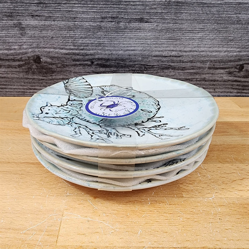 Load image into Gallery viewer, Sea Cove Set of 4 Appetizer 6" Plates Embossed Nautical Ocean Appy by Blue Sky