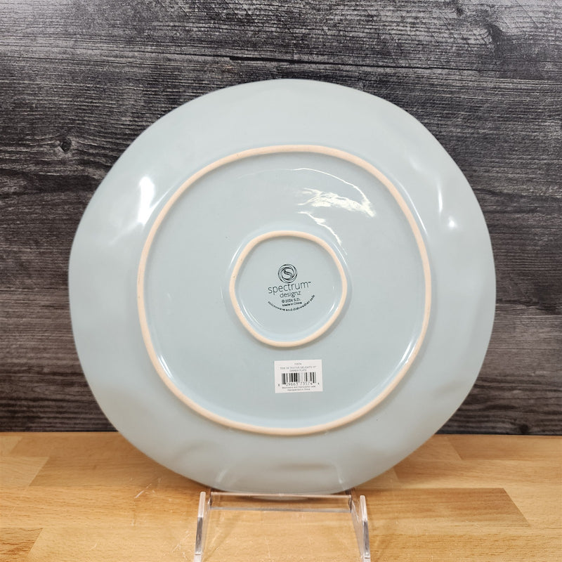 Load image into Gallery viewer, Tide of Festive Delights Dinner Plate Seahorse Embossed Ceramic 11" Blue Sky