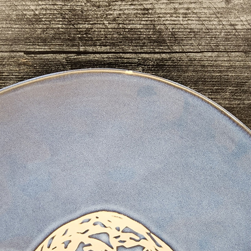 Load image into Gallery viewer, Mushroom Floral Dinner Plate Toadstool Embossed Ceramic 10.5" Blue Sky