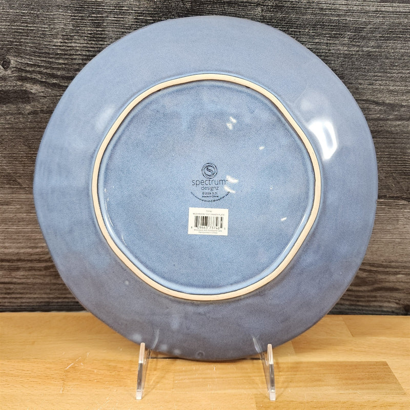 Load image into Gallery viewer, Mushroom Floral Dinner Plate Toadstool Embossed Ceramic 10.5" Blue Sky