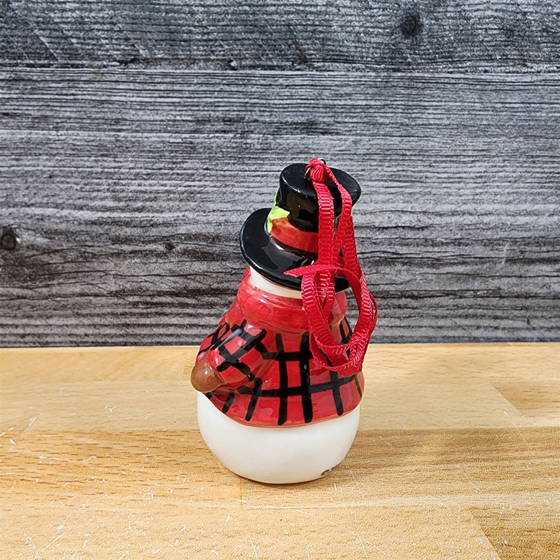 Load image into Gallery viewer, Buffalo Check Snowman Holiday 16 oz Mug and Ornament Set Ceramic Blue Sky