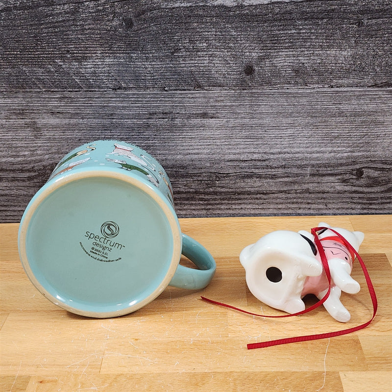 Load image into Gallery viewer, Cat Christmas Mug and Matching Ornament Holiday Gift Box Set Ceramic Blue Sky