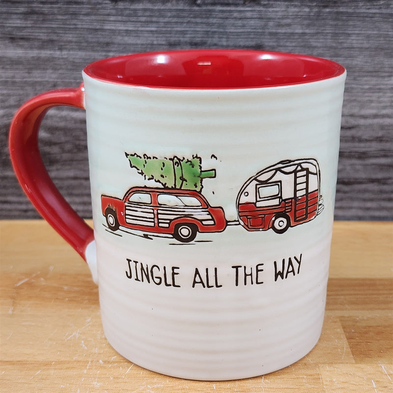 Load image into Gallery viewer, Retro Christmas Car Mug & Matching Ornament Set Holiday with Gift Box Blue Sky