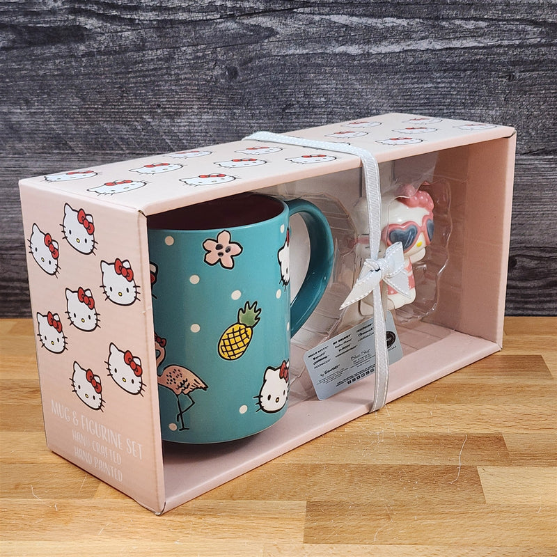 Load image into Gallery viewer, Hello Kitty Summer Fun Coffee Mug & Matching Figurine Set Ceramic Cup Blue Sky