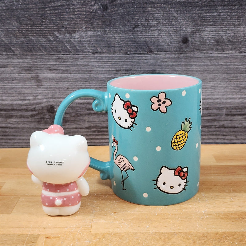 Load image into Gallery viewer, Hello Kitty Summer Fun Coffee Mug & Matching Figurine Set Ceramic Cup Blue Sky