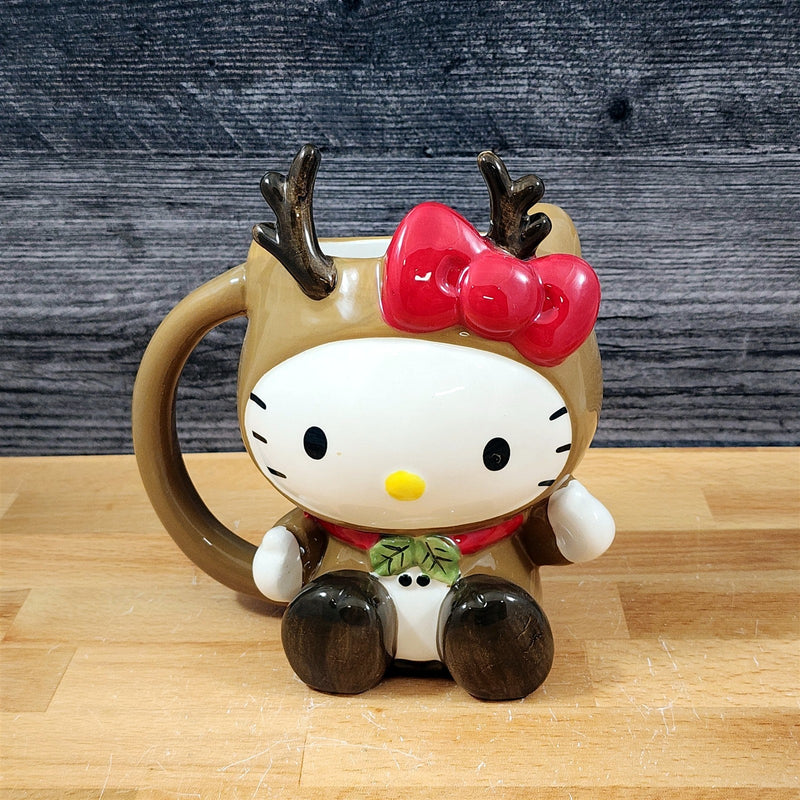 Load image into Gallery viewer, Hello Kitty Reindeer Ceramic Coffee Mug with Matching Figurine Set Cup Blue Sky