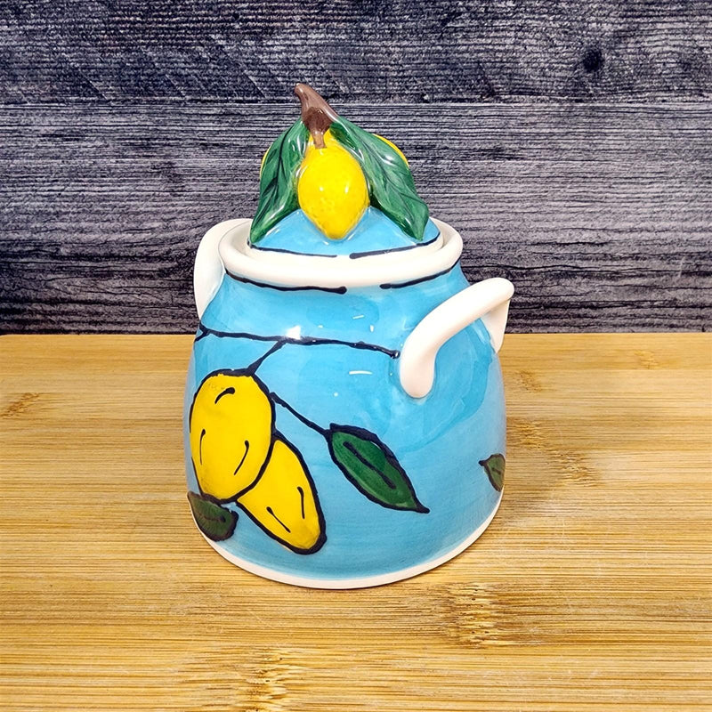 Load image into Gallery viewer, Lemon Sky Sugar Bowl & Creamer Set Ceramic Floral Deco Blue Sky Heather Goldminc