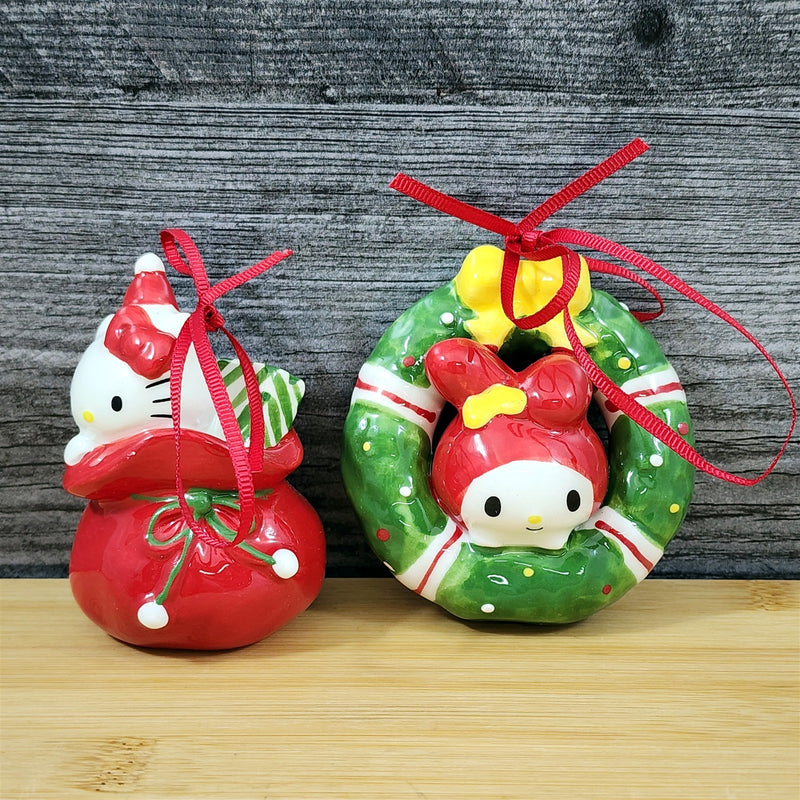 Load image into Gallery viewer, Hello Kitty My Melody Ornament Set Christmas Décor Ceramic Holiday by Blue Sky
