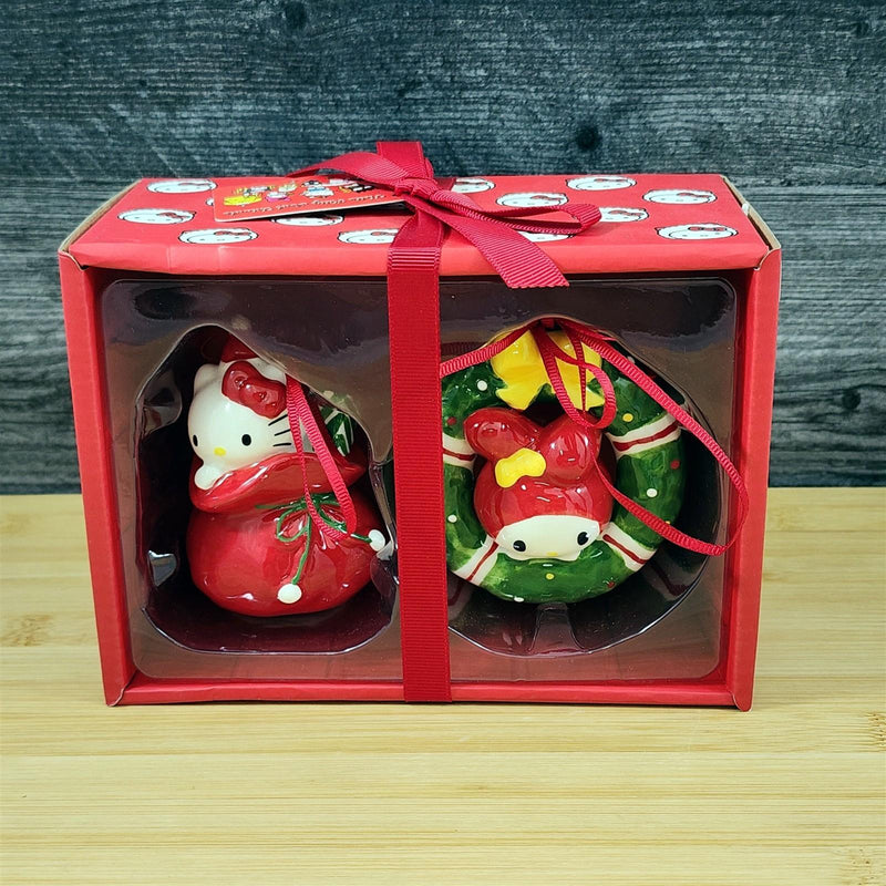 Load image into Gallery viewer, Hello Kitty My Melody Ornament Set Christmas Décor Ceramic Holiday by Blue Sky