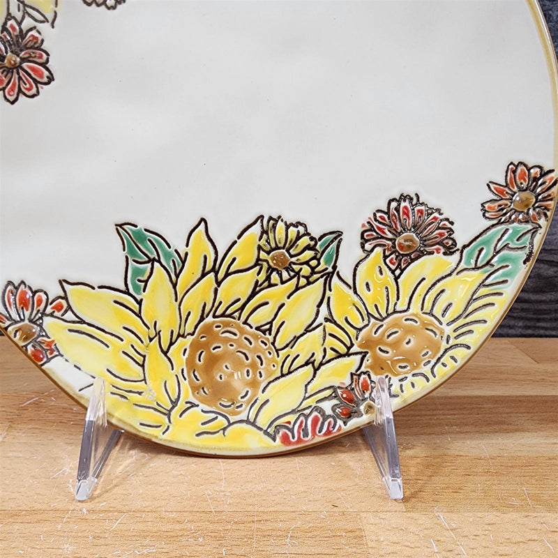 Load image into Gallery viewer, Brandywine Sunflower Salad Plate 8" Decorative Embossed Ceramic by Blue Sky