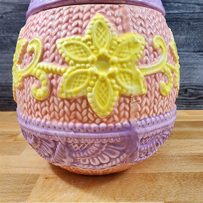 Load image into Gallery viewer, Egg Shaped Easter Jar with Chick on Top Ceramic Embossed 10.5 x 6